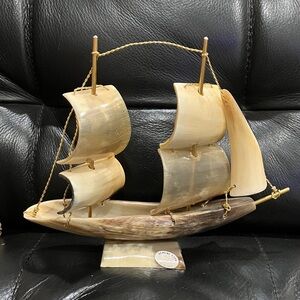 Genuine bull horn nautical Sailboat ship Model made in Italy